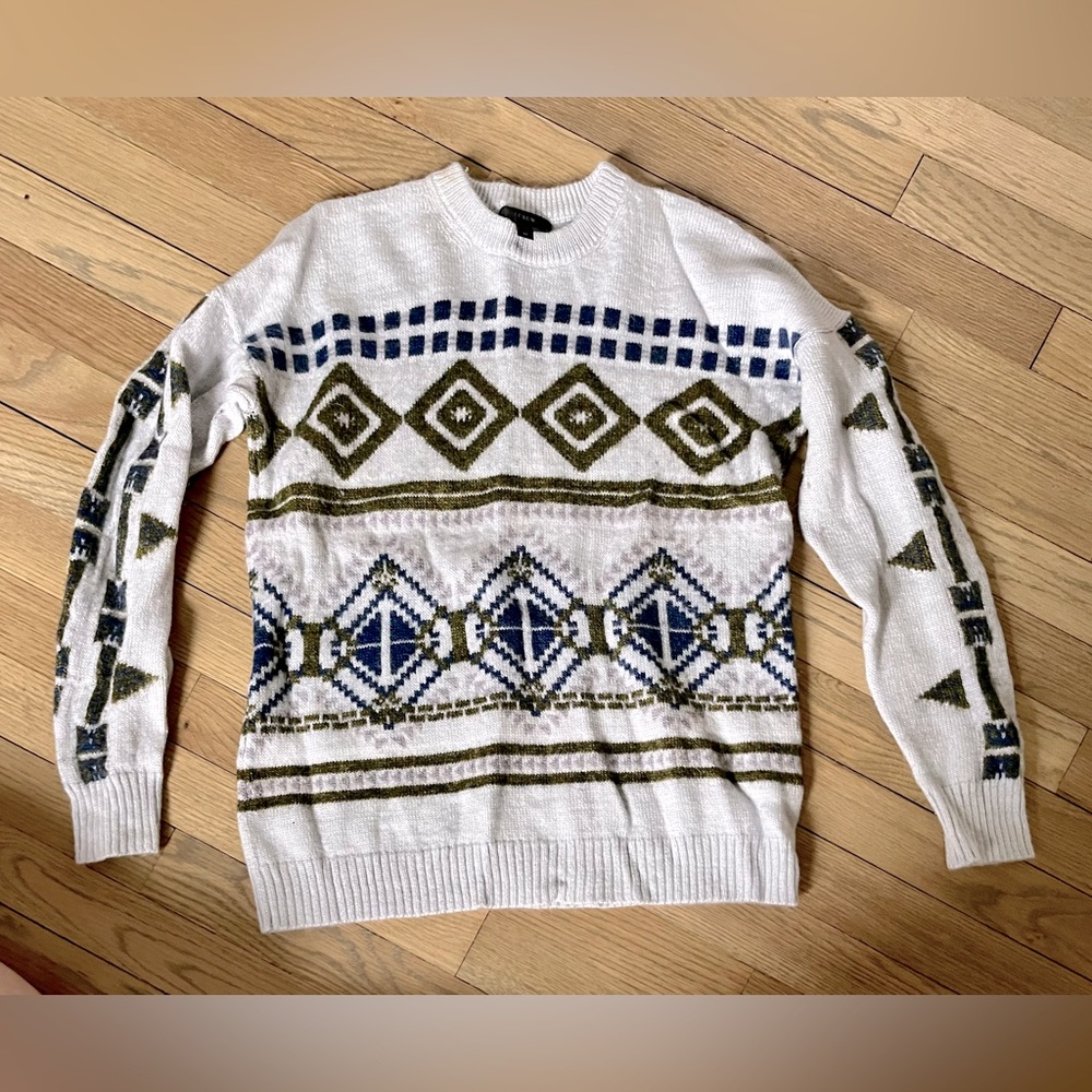 JCrew crewneck sweater with Geometric Print. Size Medium.